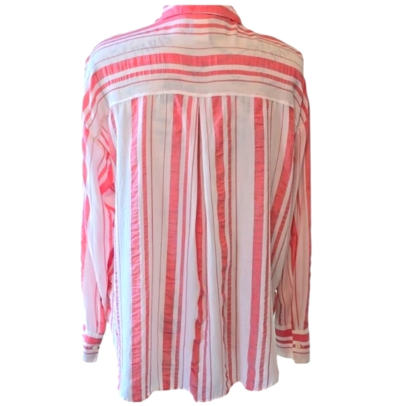 H&M Striped Pink and White Button Down Shirt Size 0 - Picture 4 of 8